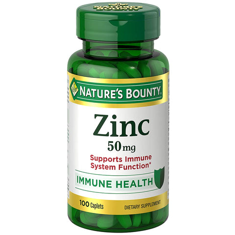 Nature's Bounty Zinc Supplement - 50mg - 100 Caplets - Powerpills