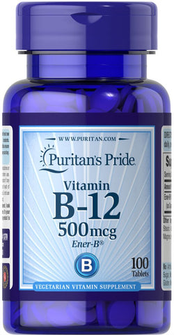 Puritan's Pride Vitamin B-12 - 500 mcg - 100 Tablets - PowerPills