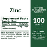 Nature's Bounty Zinc 50 mg Caplets 100 ct 100 Count (Pack of 1)